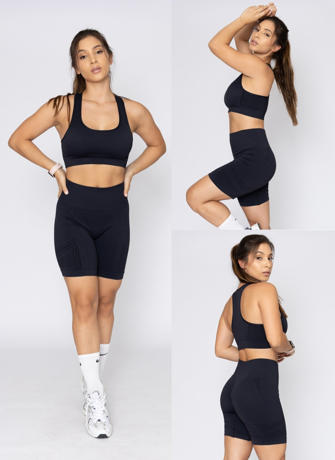 CONJUNTO DEPORTIVO BIKER SIN COSTURAS NEGRO