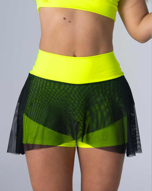 FALDA CON SHORT INTERNO VERDE NEON
